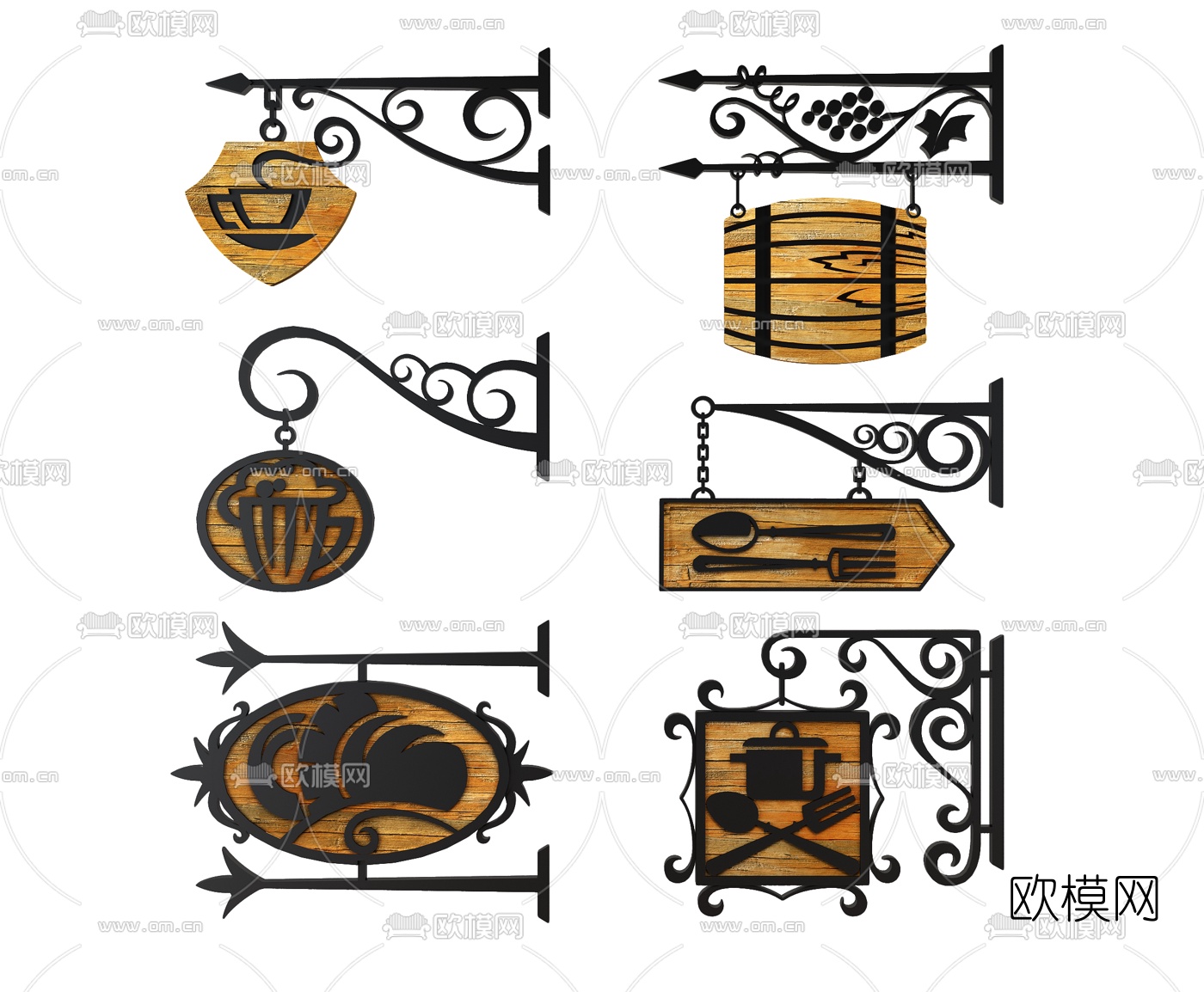 工业风店面门头指示牌3d模型下载