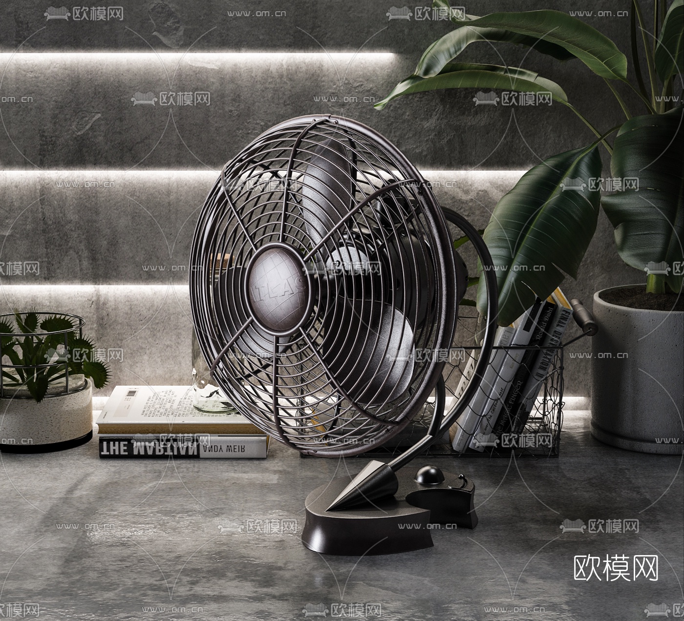 工业风复古风扇3d模型下载（渲染图3）