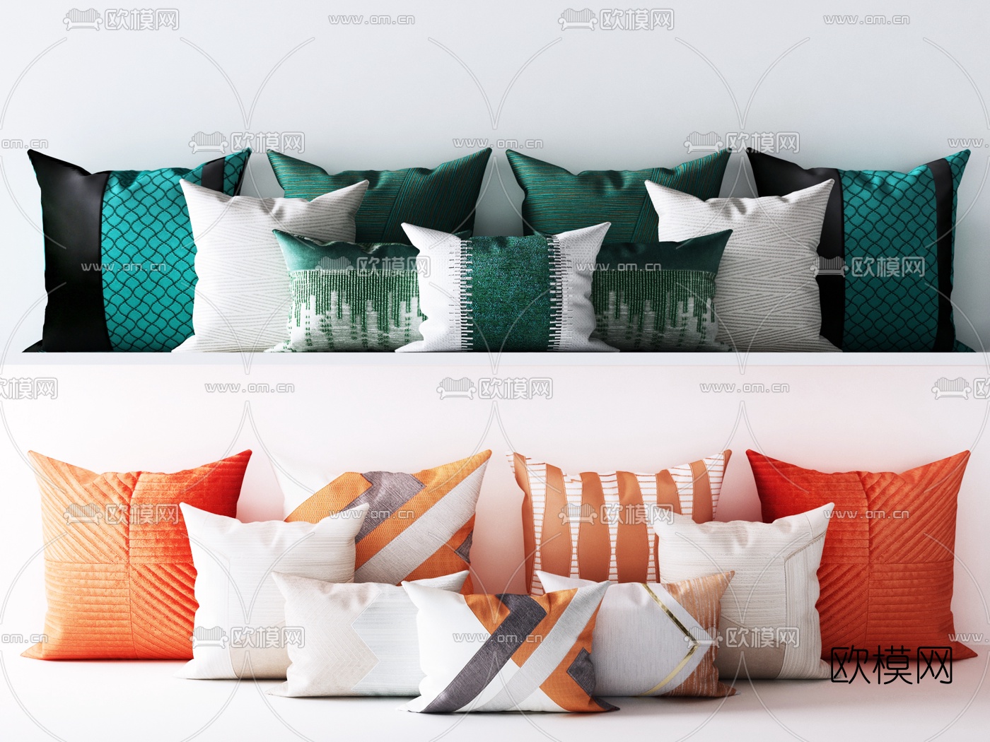 现代布艺抱枕组合3d模型下载