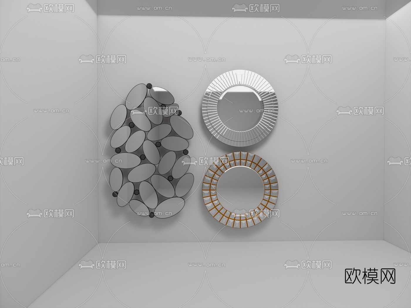 现代装饰镜子组合su模型下载