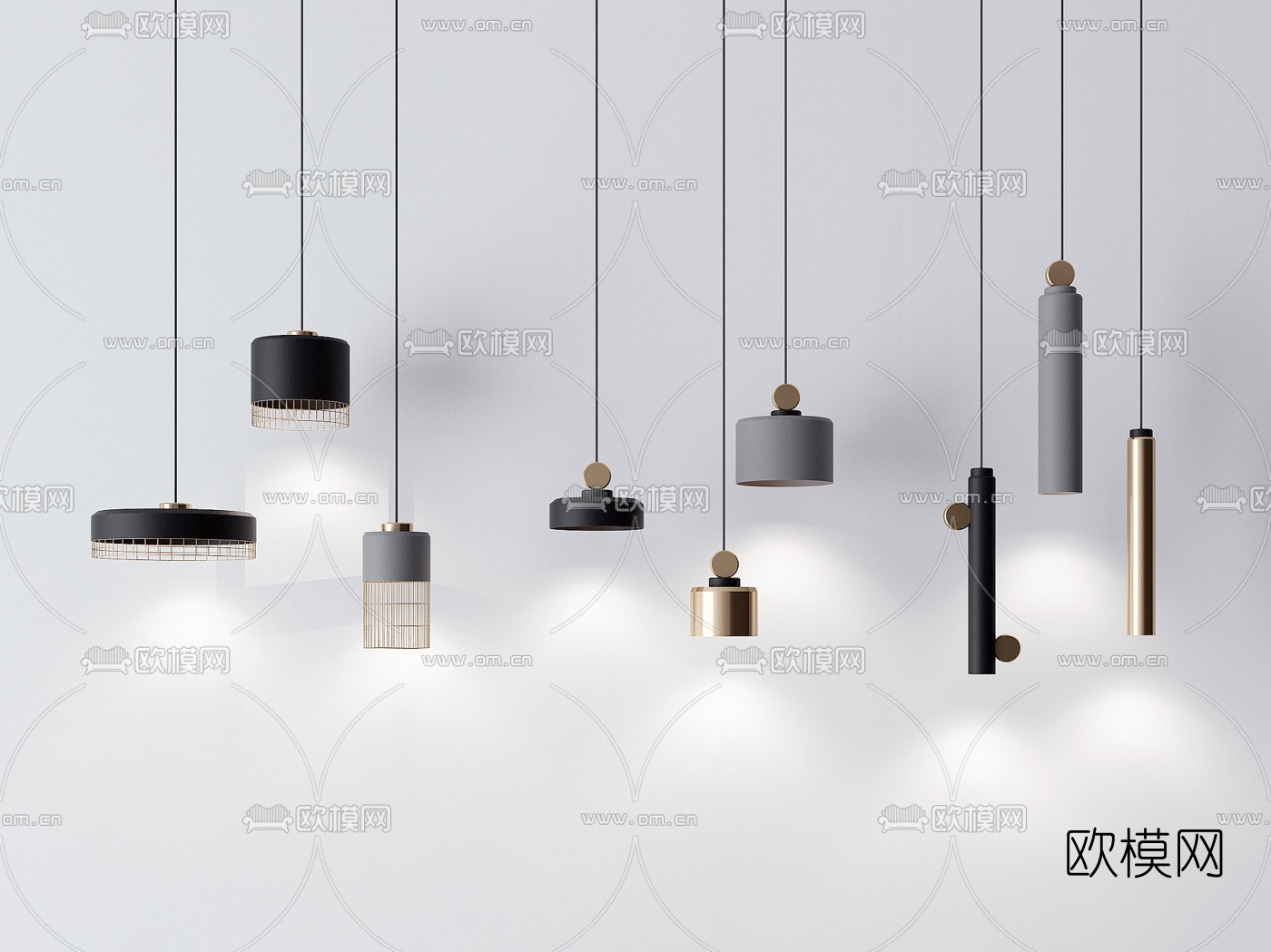 北欧金属吊灯组合3d模型下载