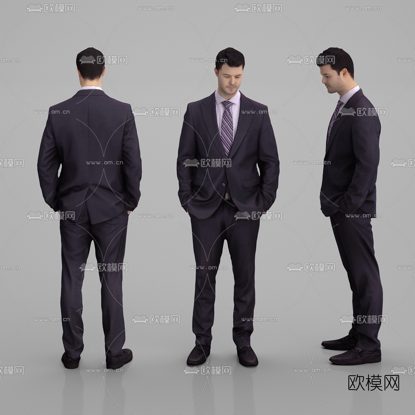 现代办公中年男人3d模型下载