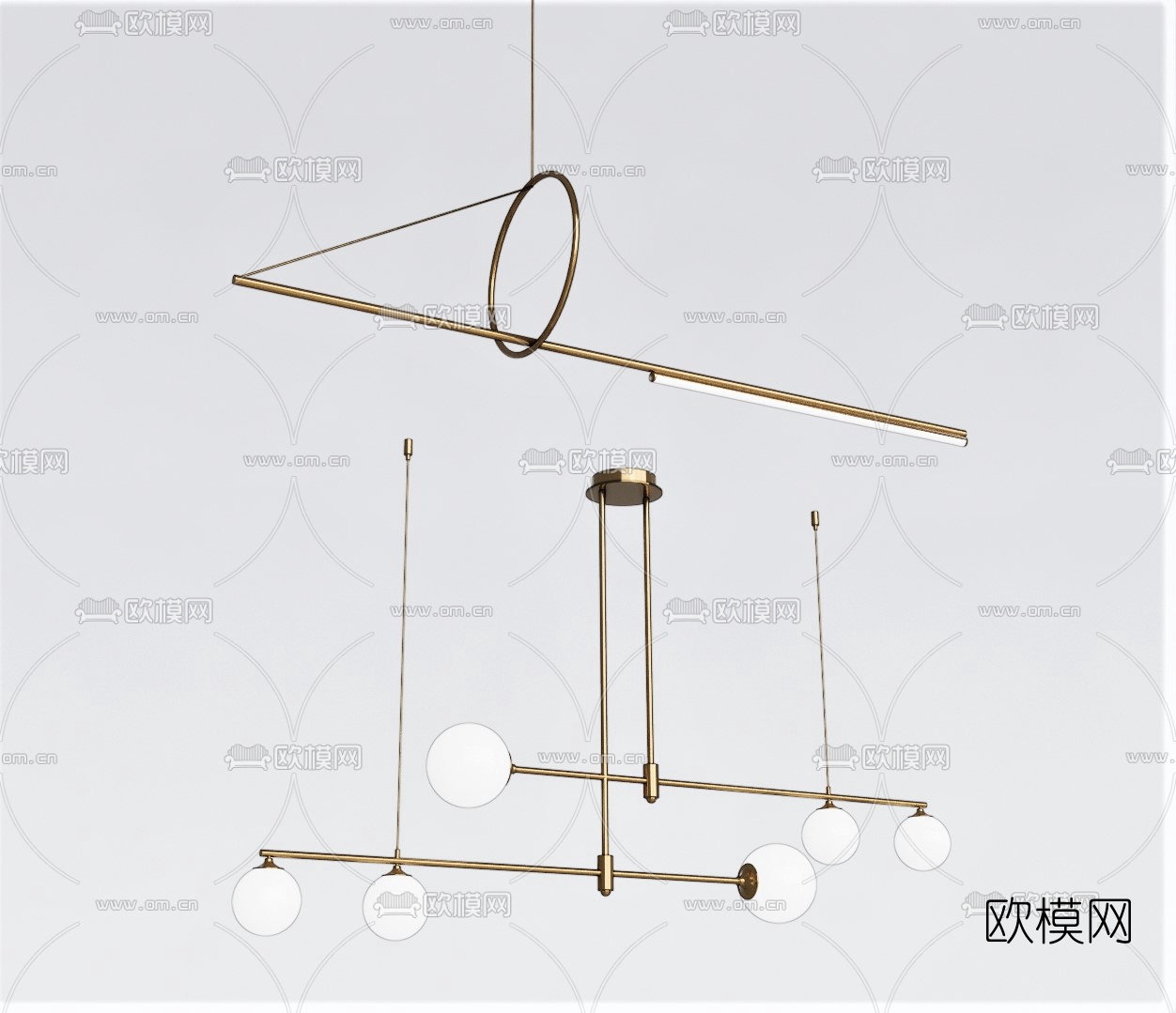 现代轻奢吊灯su模型下载（渲染图1）