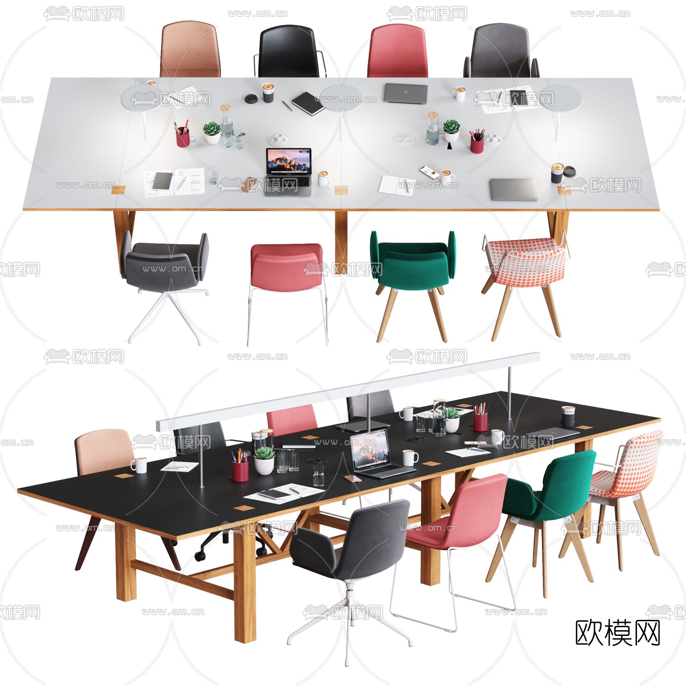 现代会议桌椅3d模型