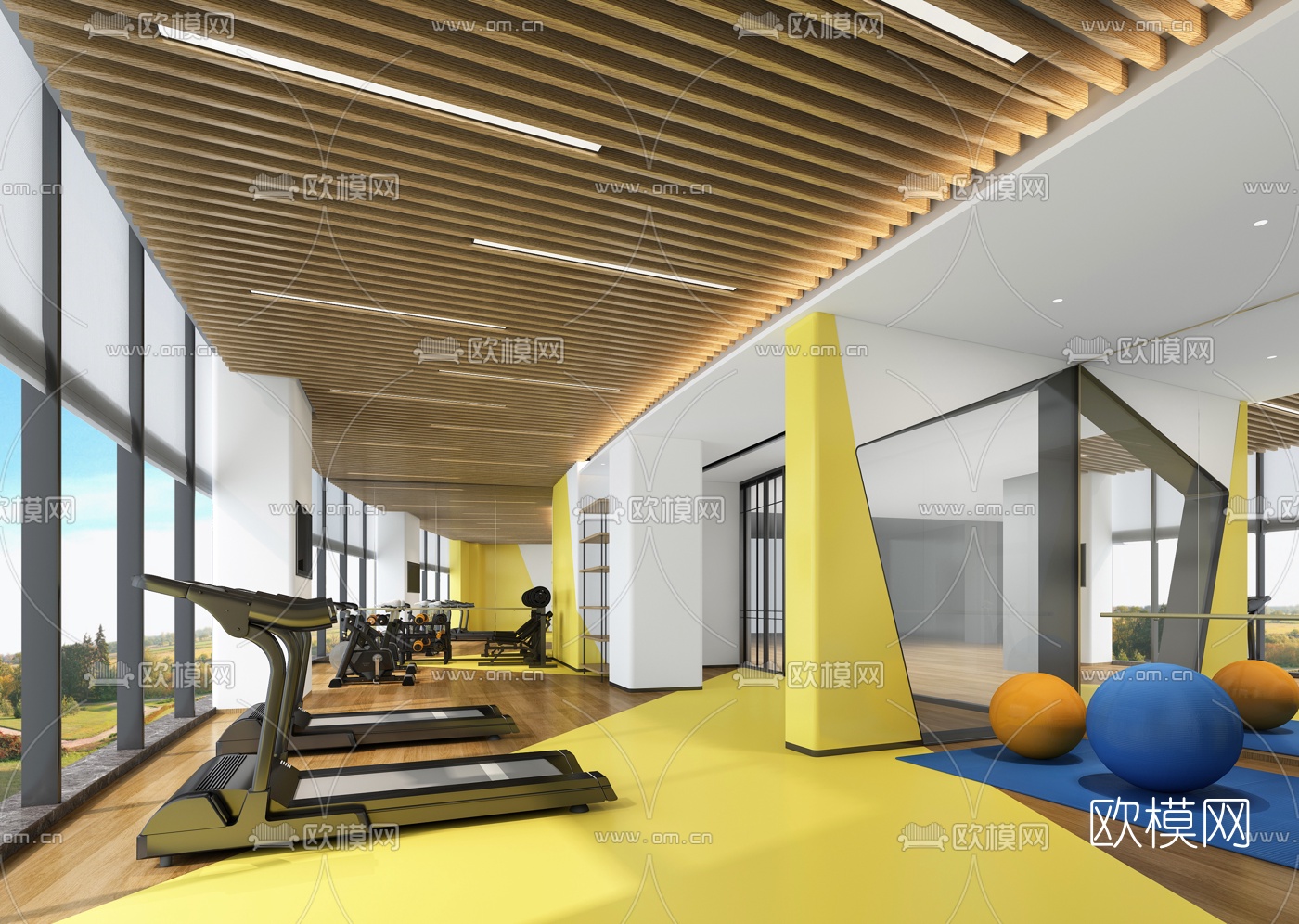现代健身房3d模型下载