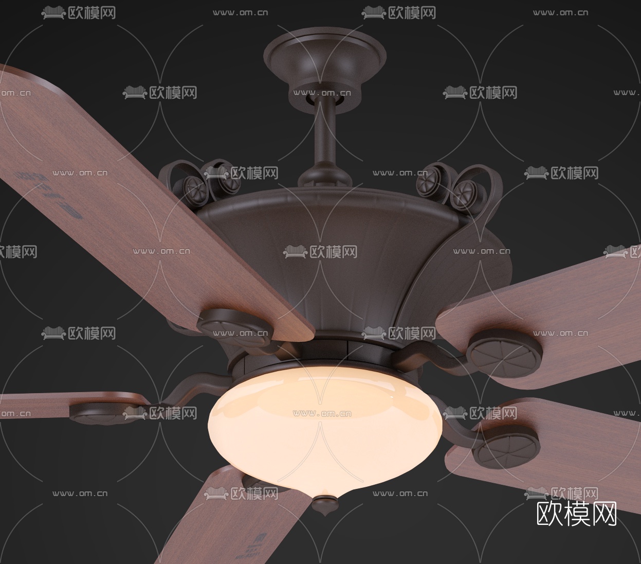 欧式吊扇灯风风扇灯3d模型