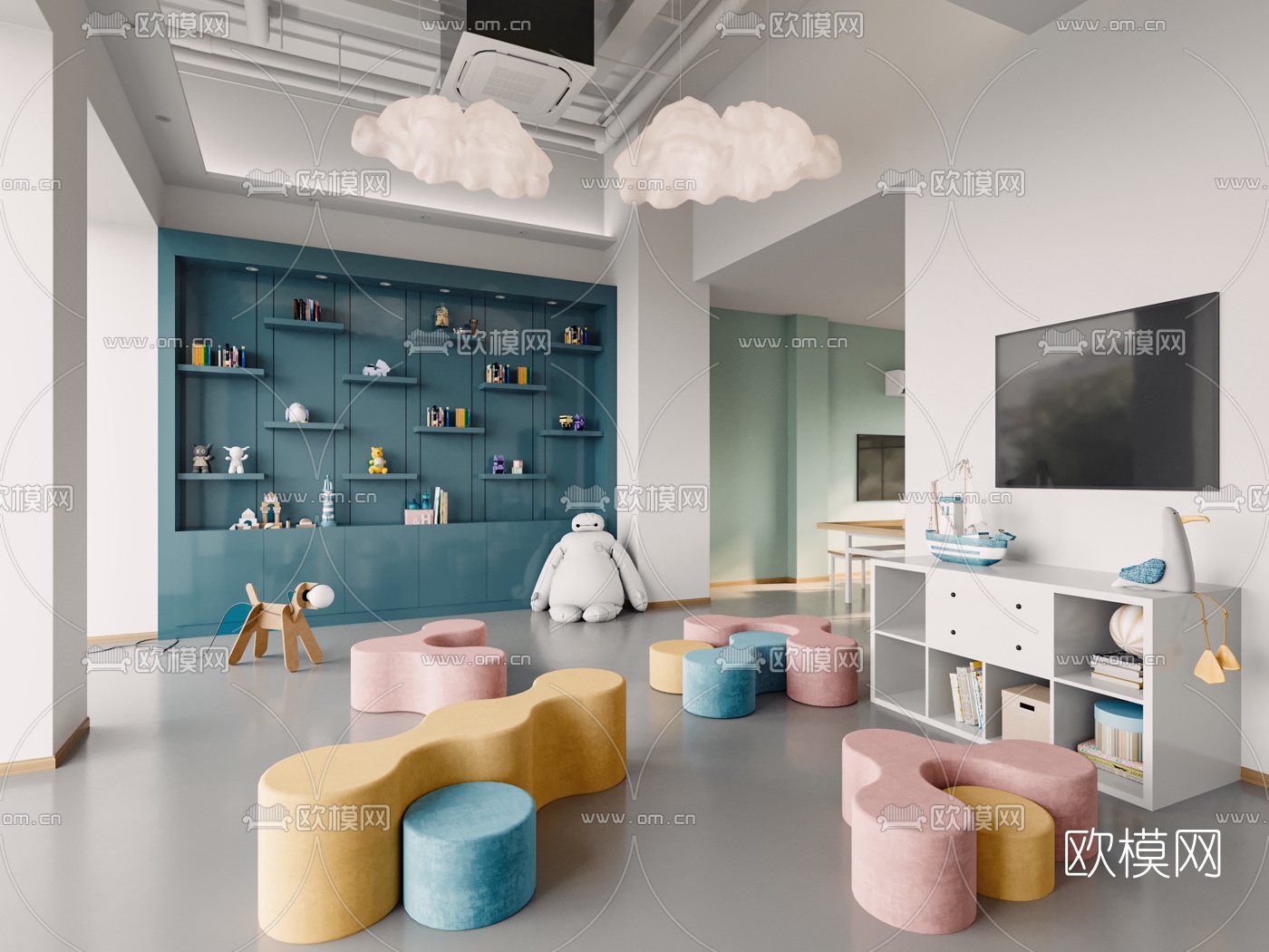 现代幼儿园3d模型