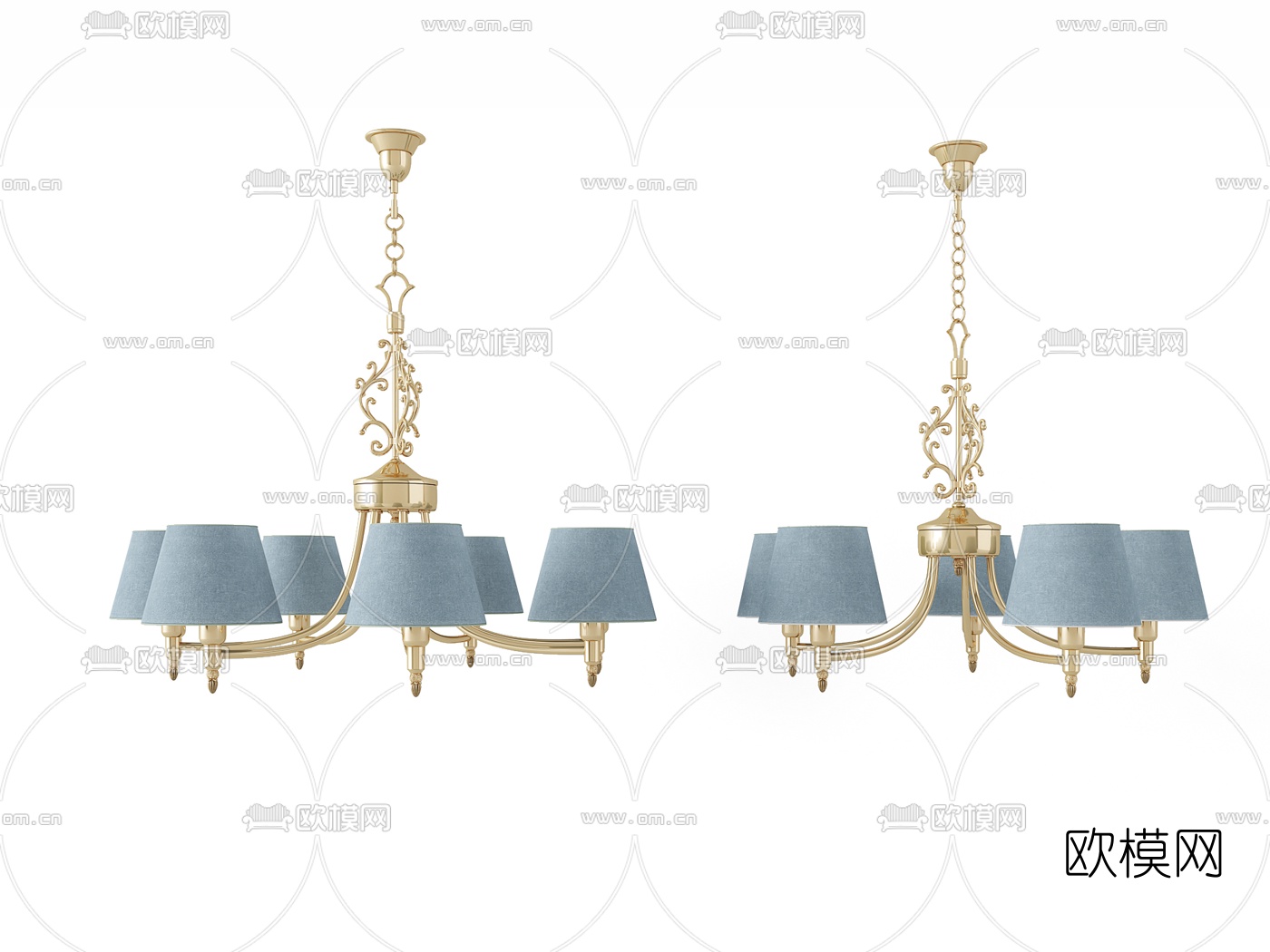 简欧金属多头吊灯3d模型下载