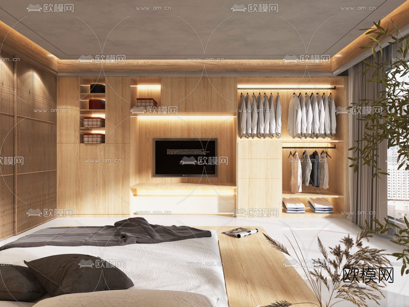 自然风民宿客房3d模型下载（渲染图1）