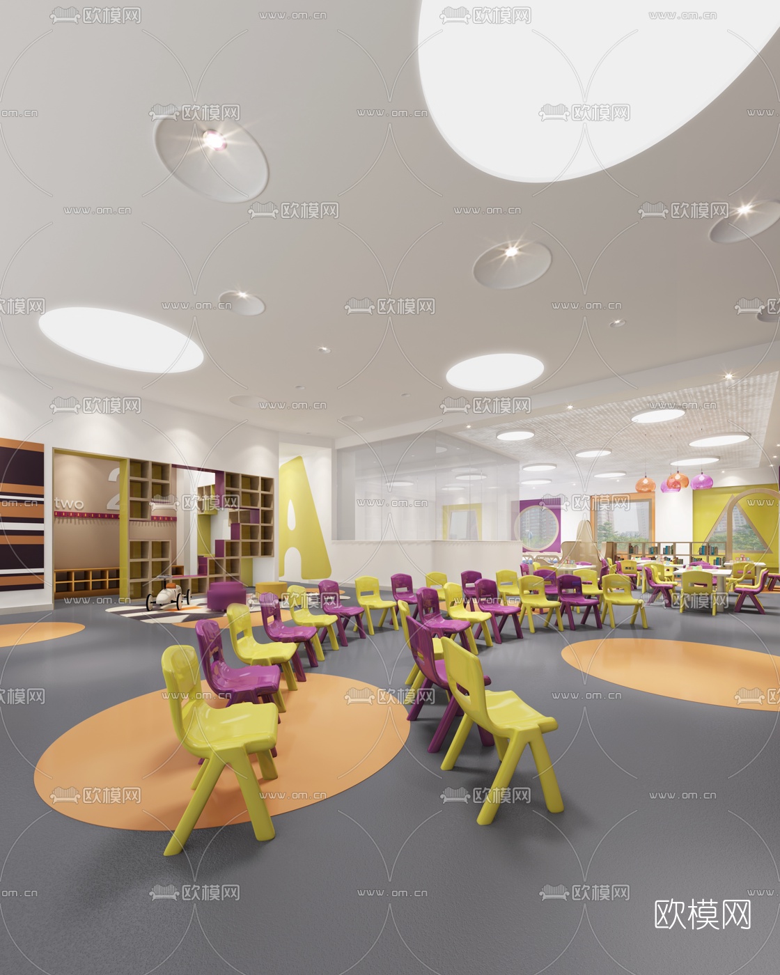 现代幼儿园教室3d模型下载（渲染图1）