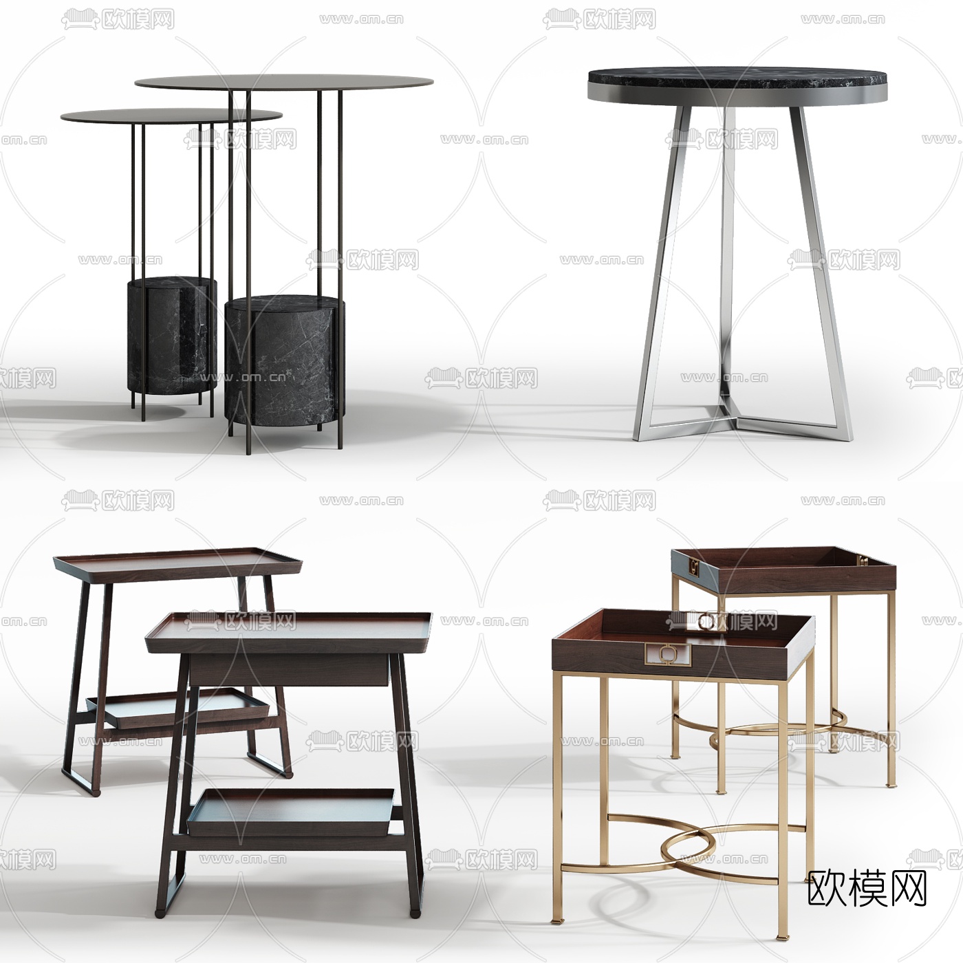 现代边几圆几3d模型