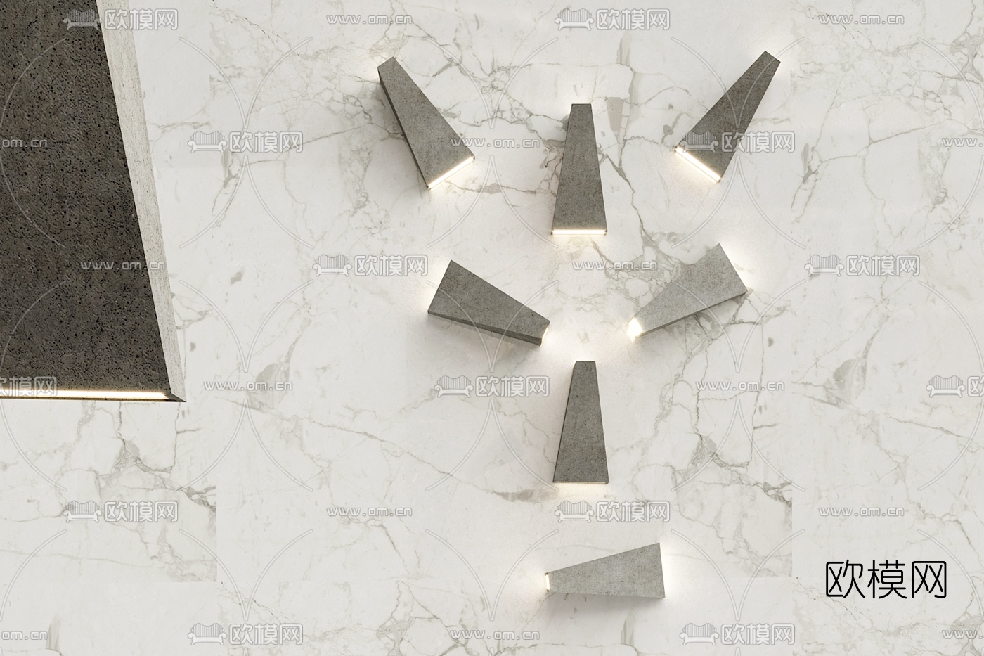 工业风水泥壁灯3D模型下载