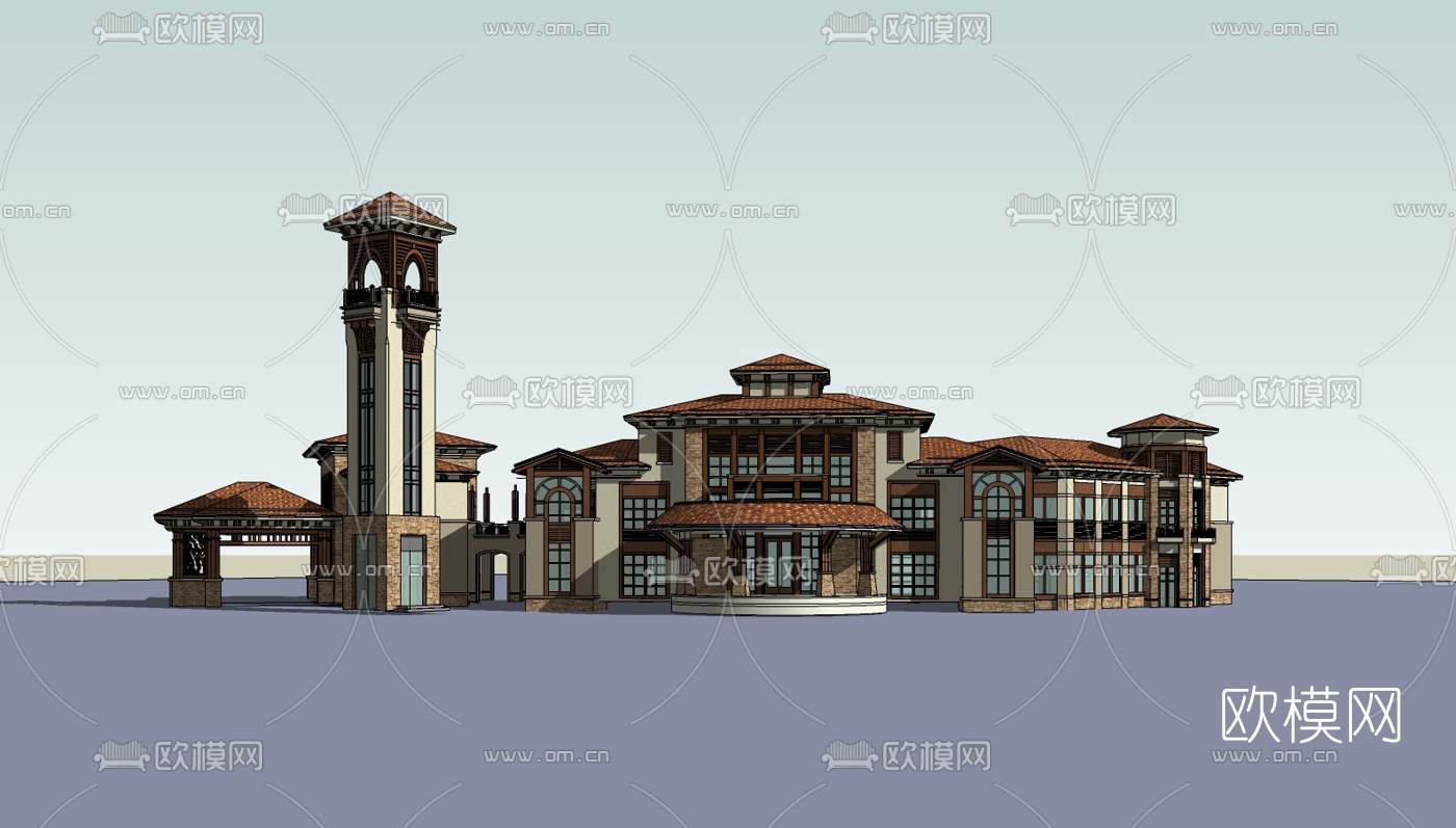 欧式酒店su模型下载（渲染图2）