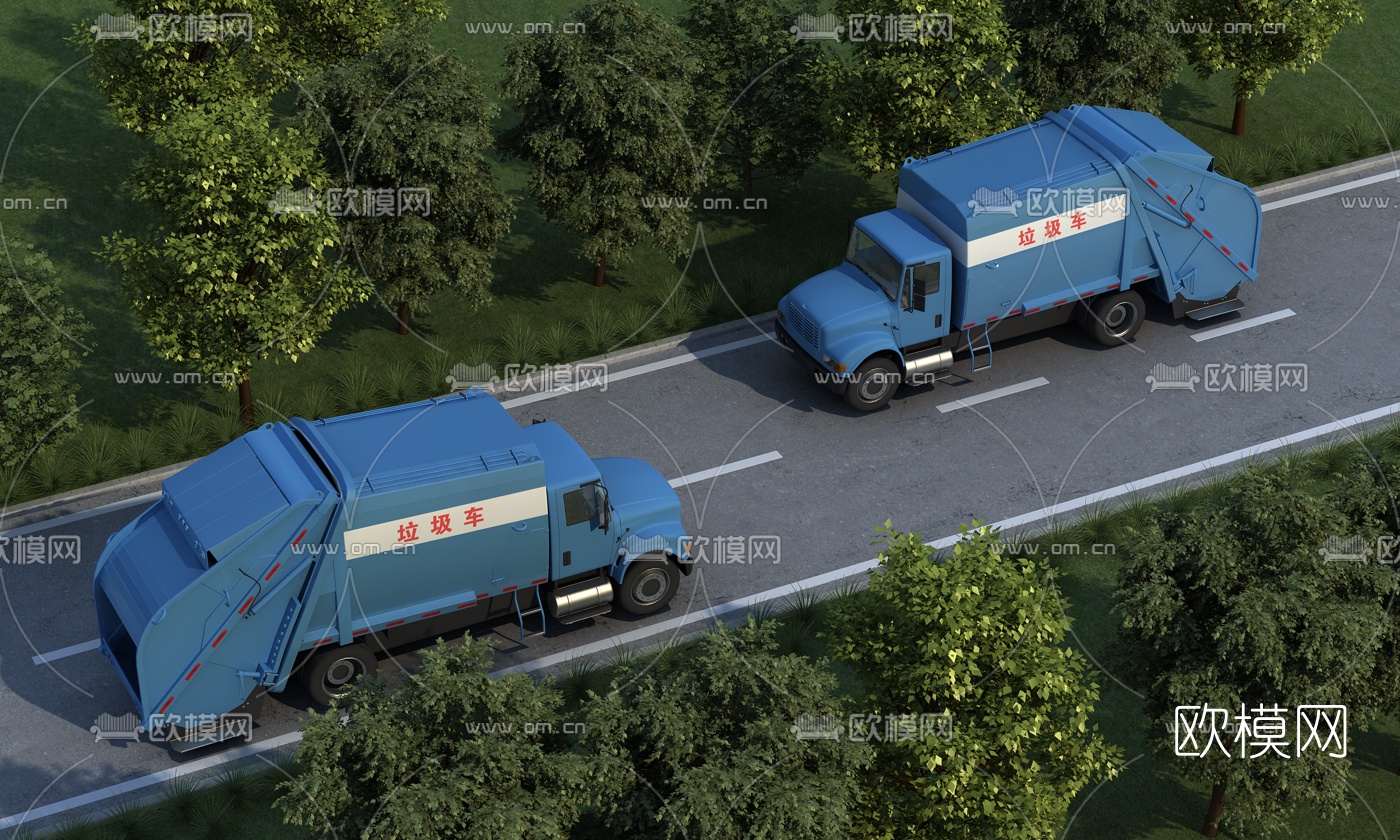 现代垃圾清理车3d模型下载