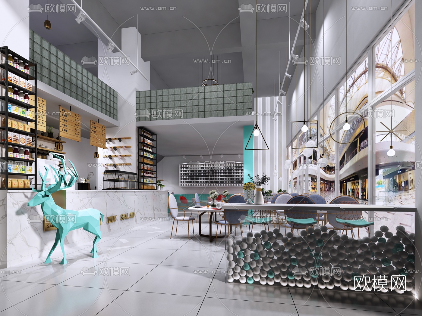 现代奶茶甜品店3D模型