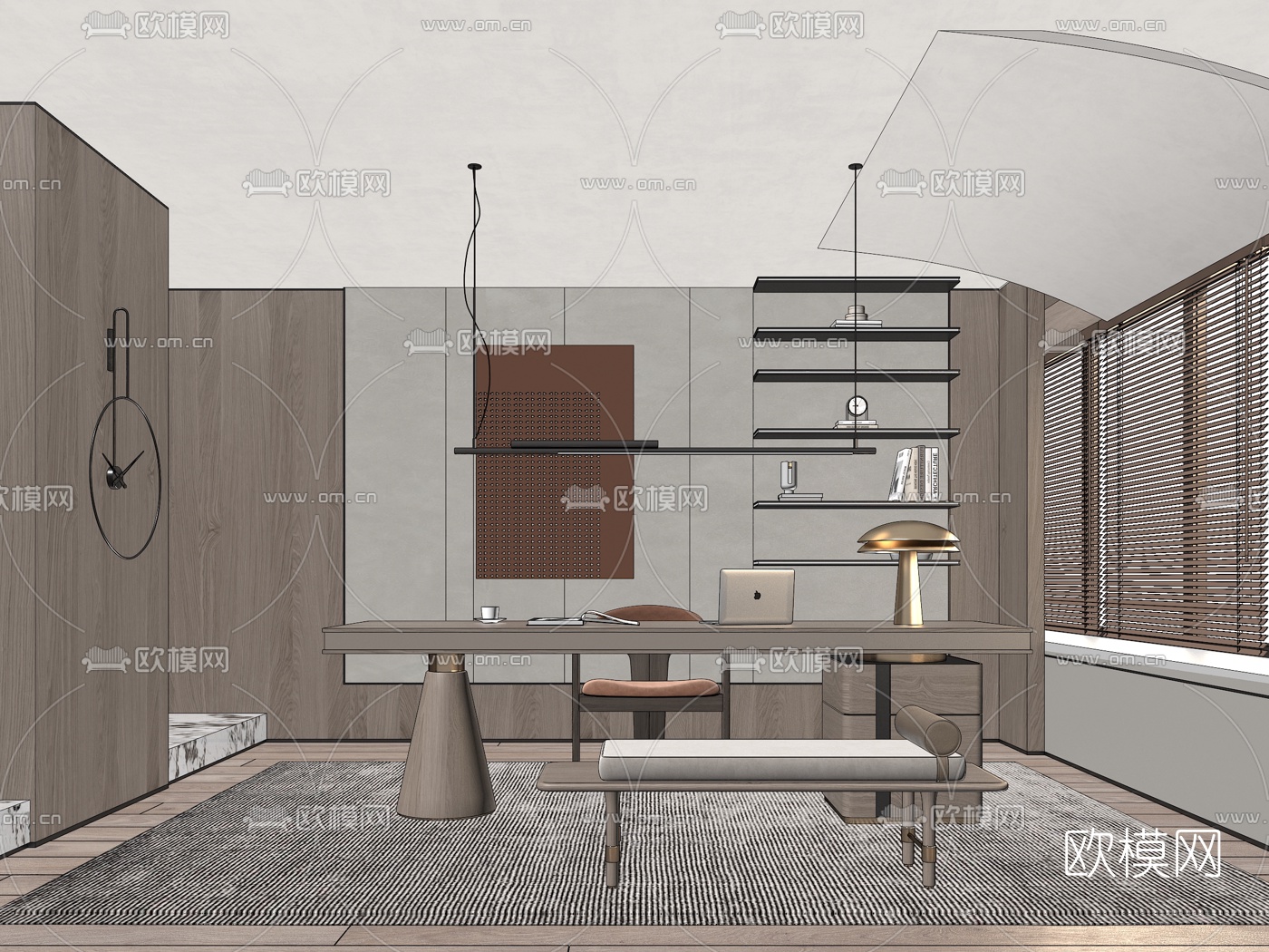 侘寂书房su模型下载（渲染图2）