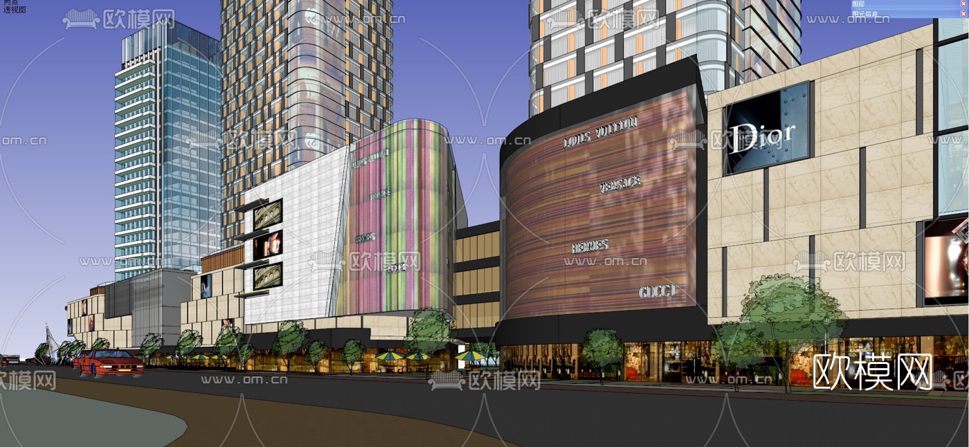 现代商业街规划su模型下载（渲染图9）