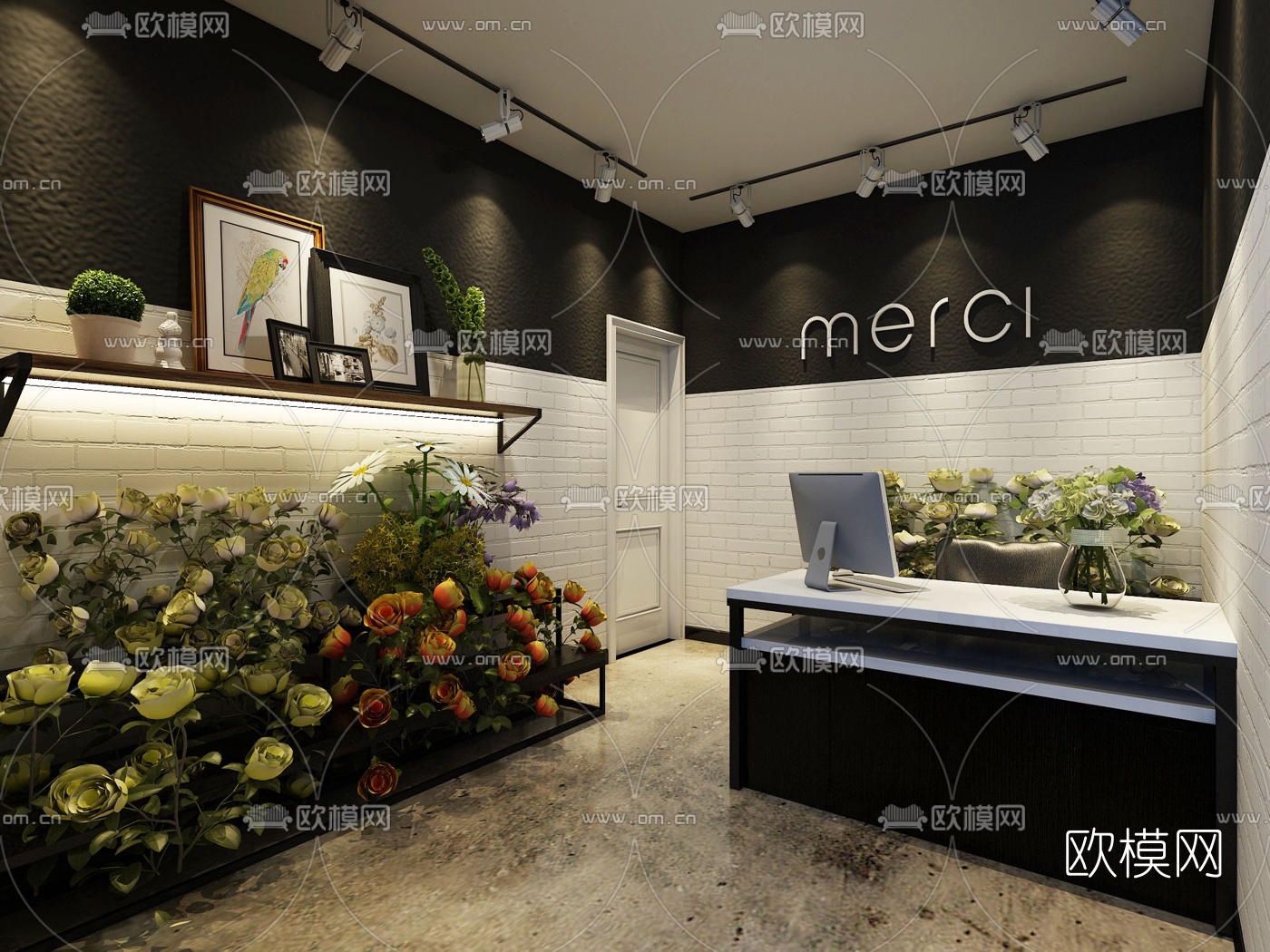 工业风花店工作区3D模型