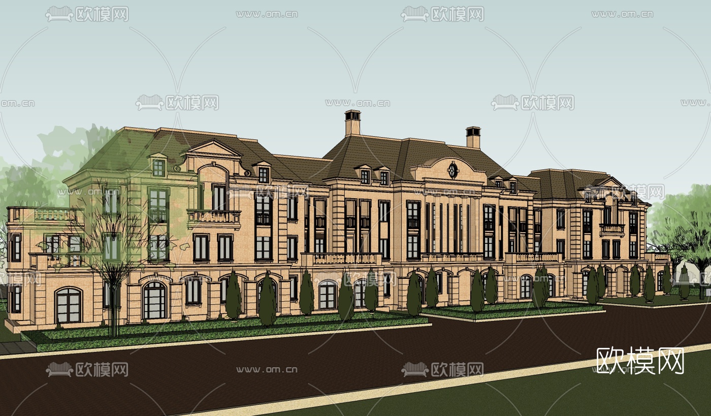 法式商业会所su模型下载（渲染图1）