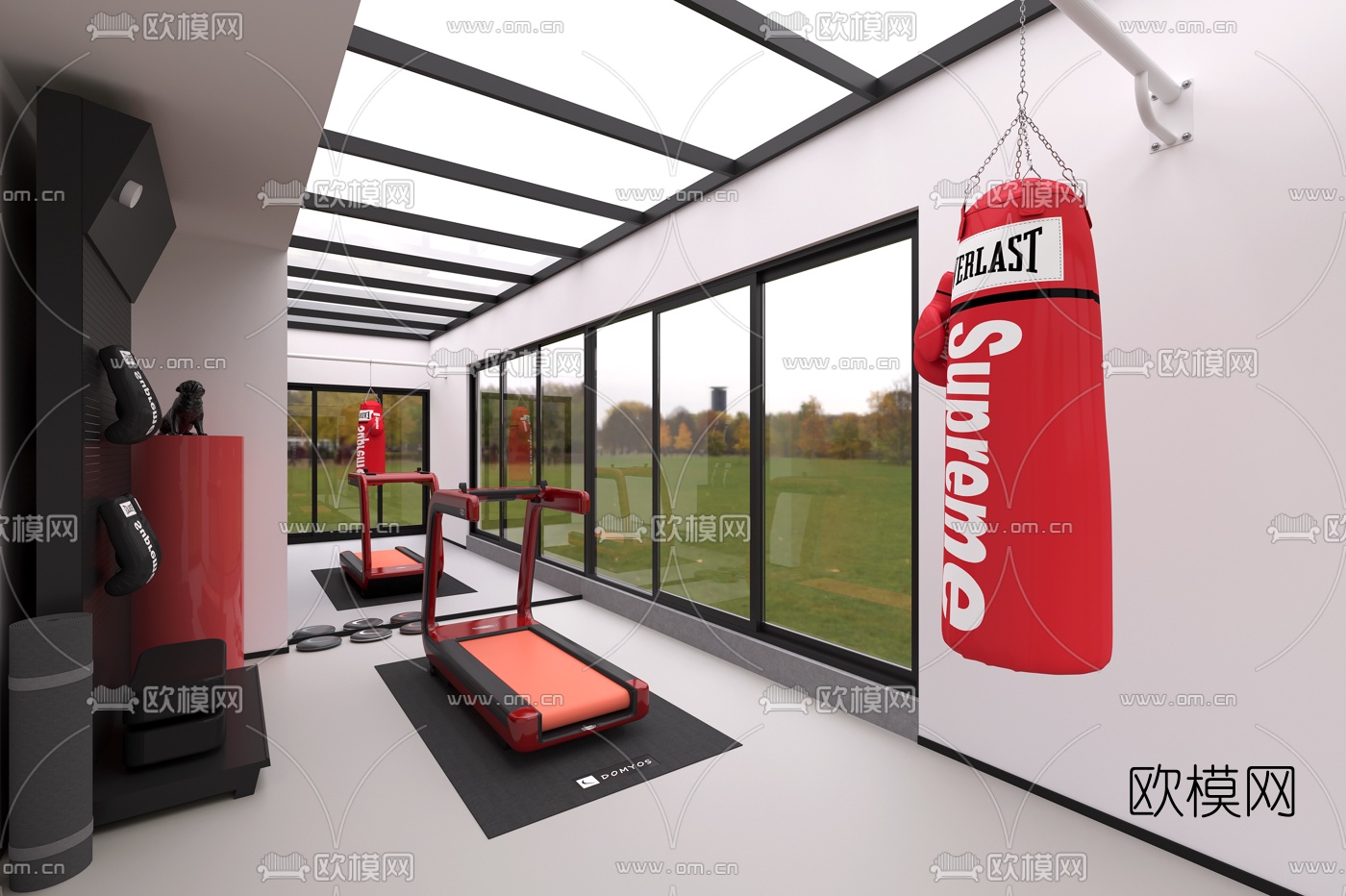 伶居设计 现代家庭健身房3d模型下载