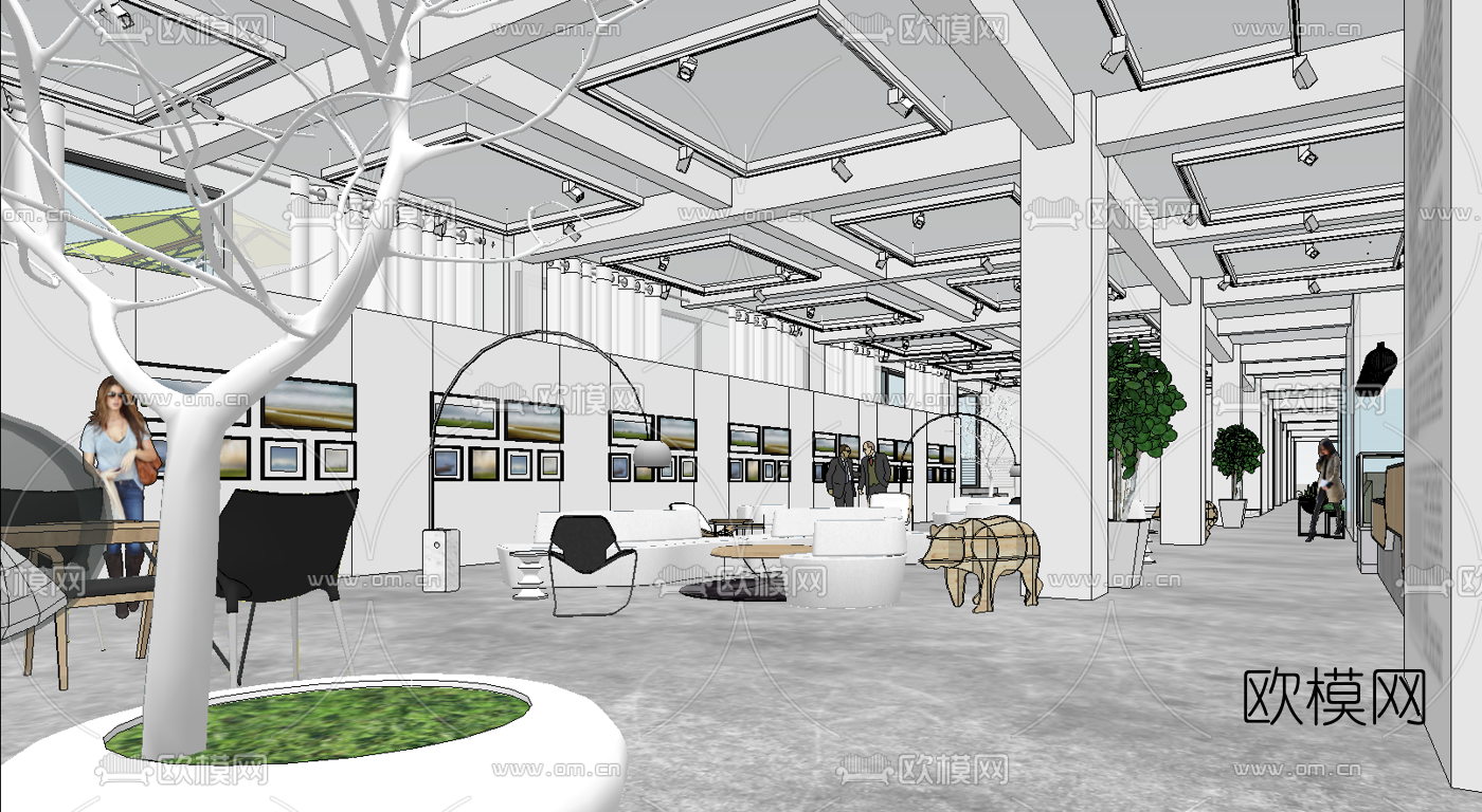 现代摄影主题咖啡厅su模型下载（渲染图1）