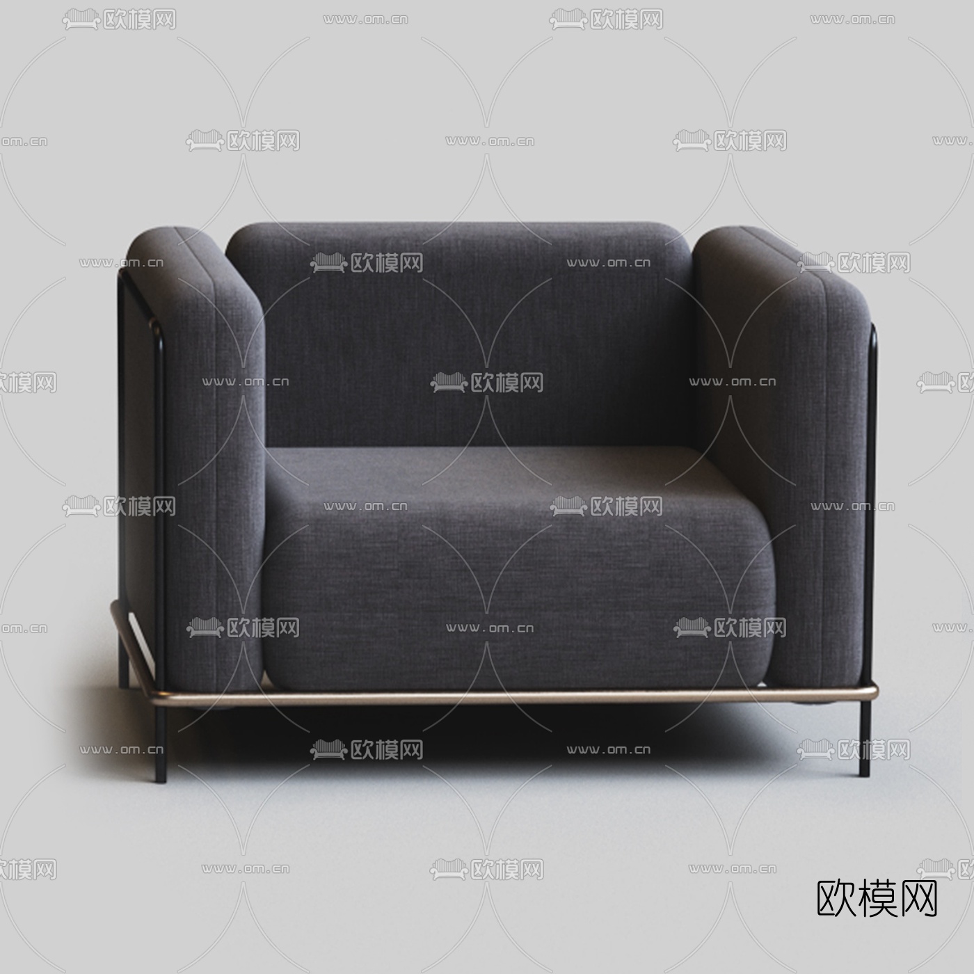 现代布艺单人沙发3d模型下载（渲染图2）