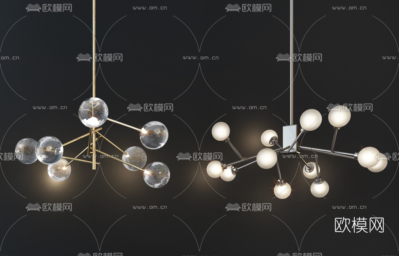 现代时尚吊灯组合3D模型