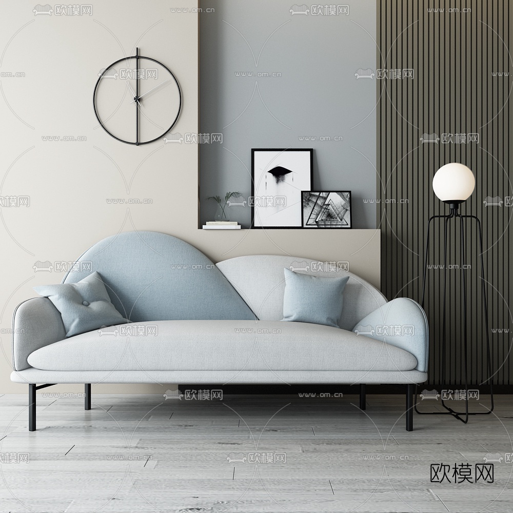 北欧多人沙发椅3d模型下载