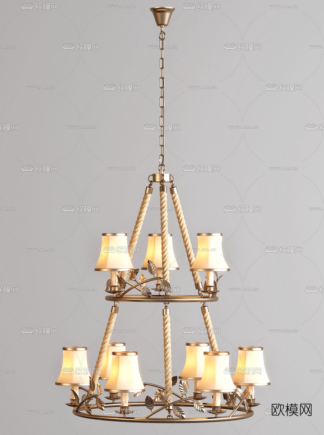 Moooi 工业风麻绳吊灯3d模型下载（渲染图2）