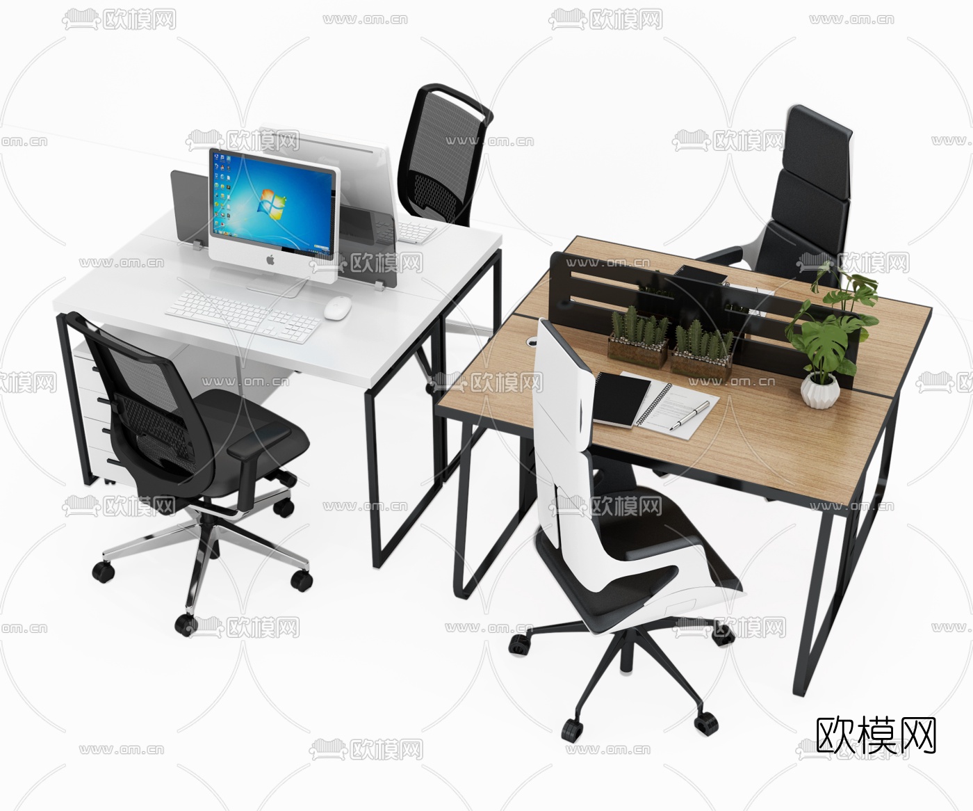 现代办公桌椅3d模型