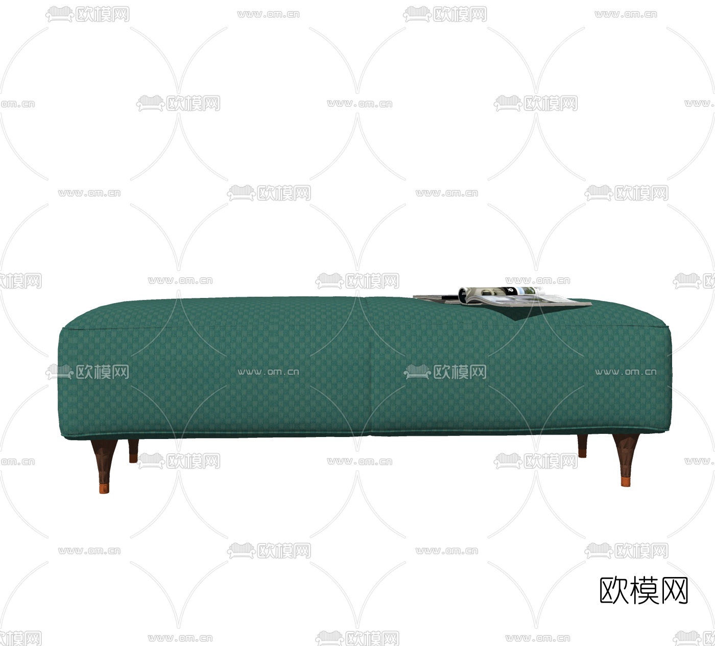 现代皮革床尾凳脚踏su模型下载