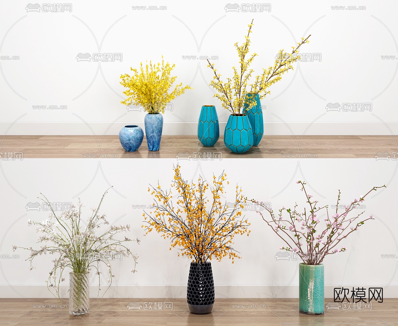 现代花瓶花卉3d模型