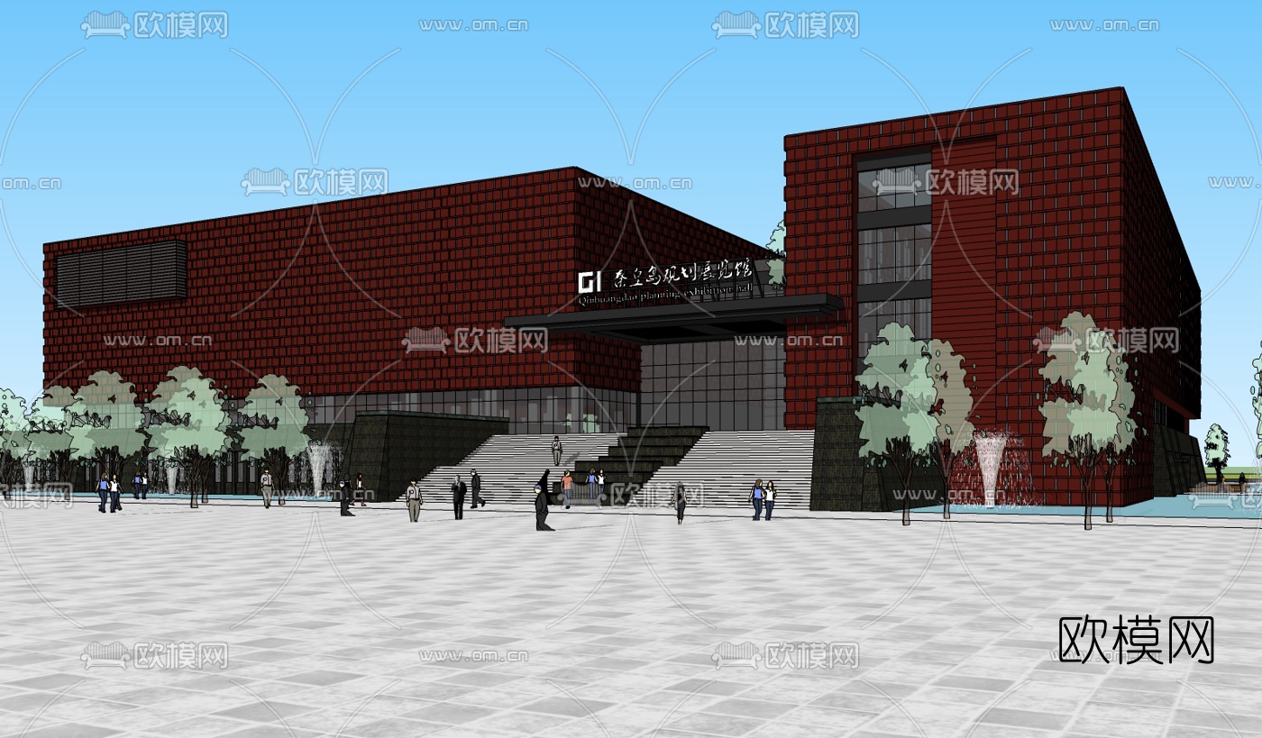 现代博物馆su模型下载（渲染图2）