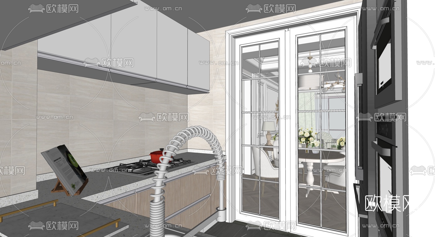 美式客餐厅su模型下载（渲染图5）