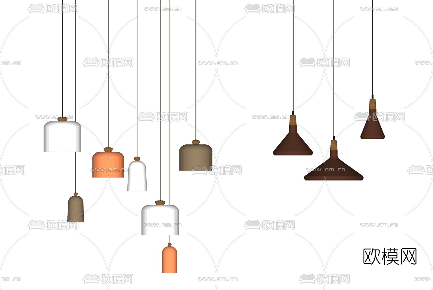 现代吊灯组合su模型下载（渲染图1）