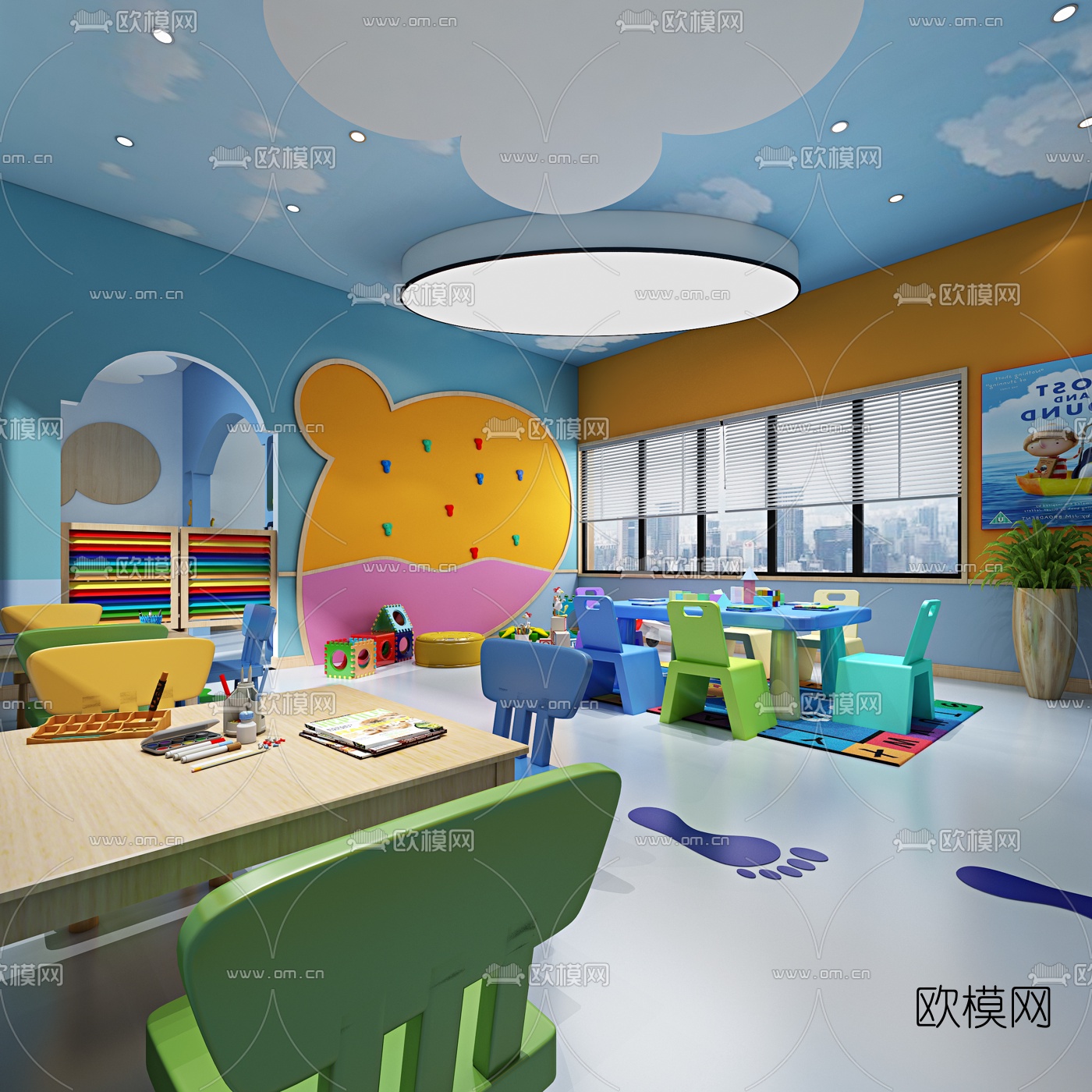 现代幼儿培训中心3d模型下载（渲染图4）