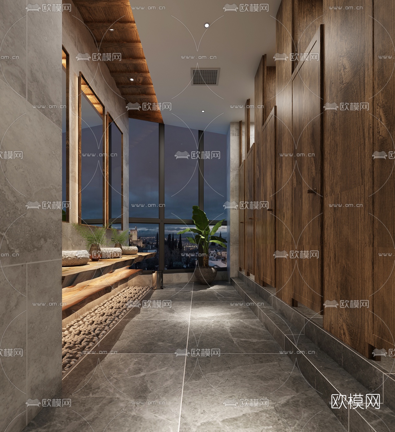 东南亚公共卫生间3d模型下载（渲染图2）