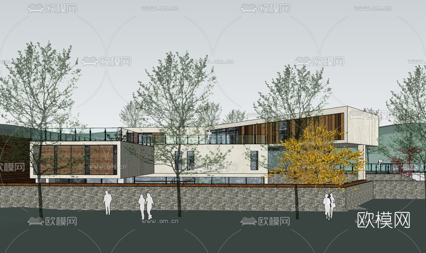 现代休闲会所免费su模型下载（渲染图1）