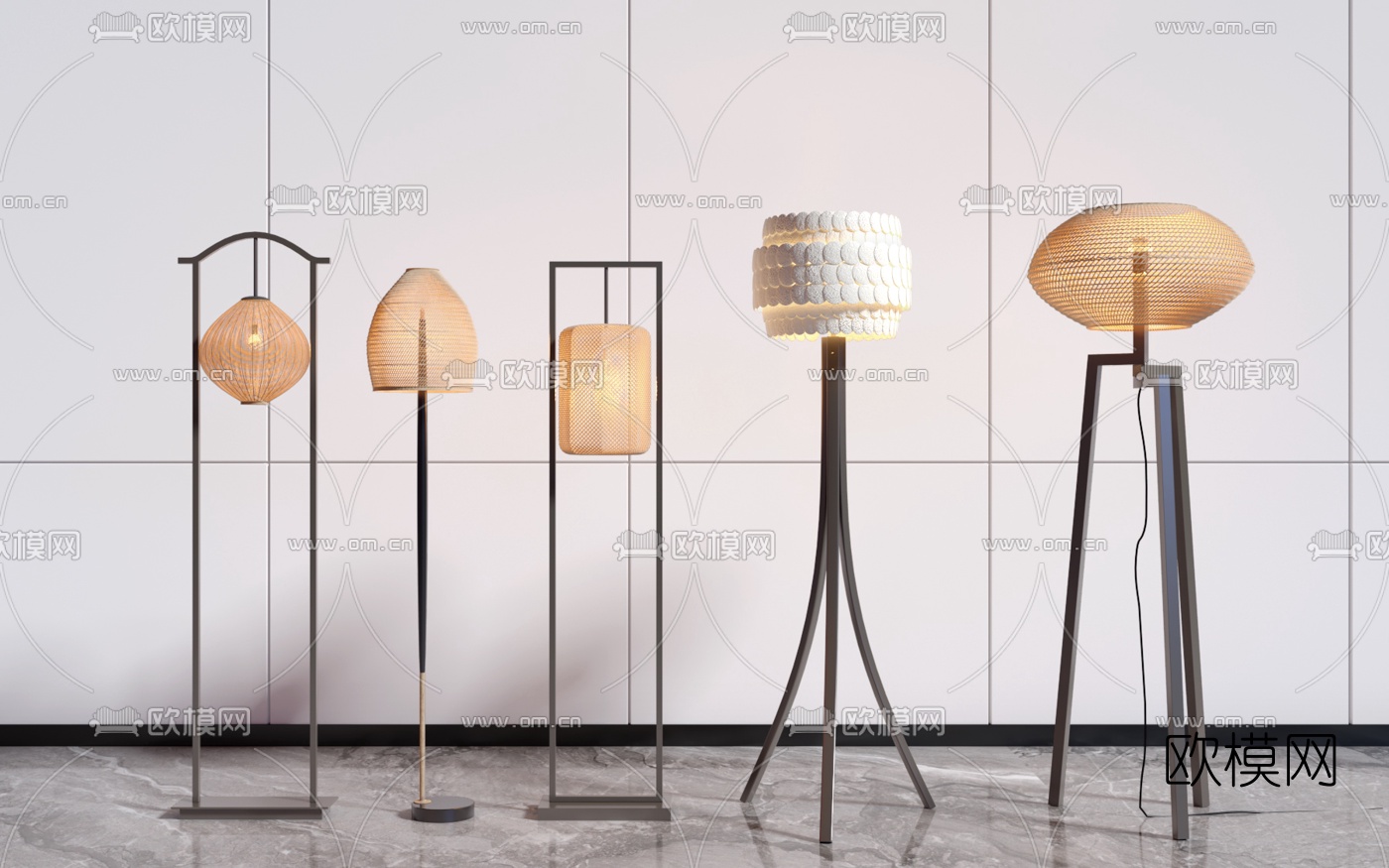 新中式落地灯3d模型下载