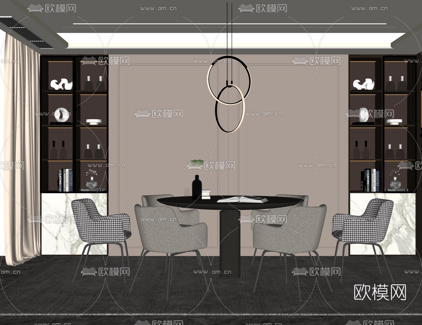 现代餐厅su模型下载（渲染图2）