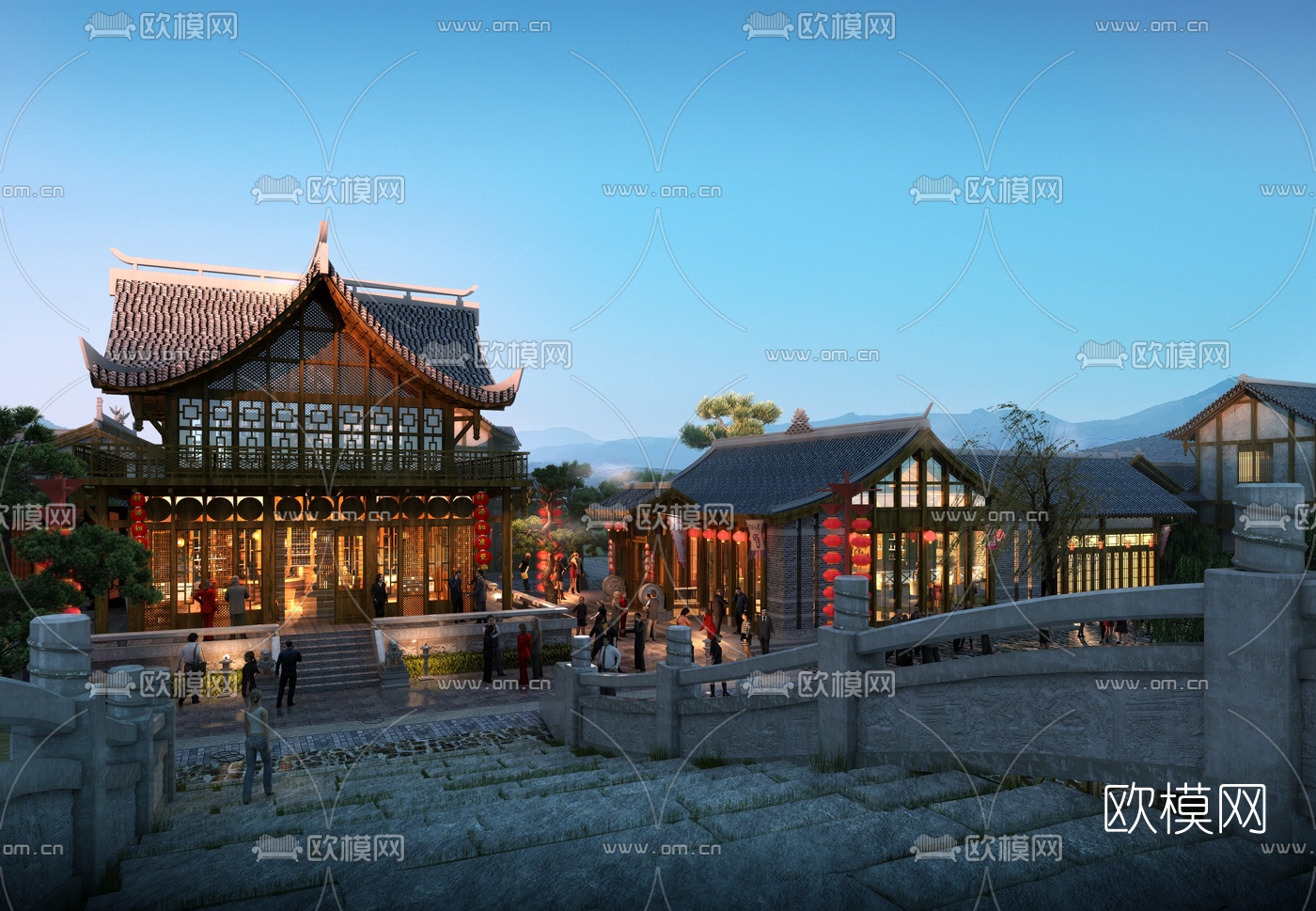 中式古建筑外观3d模型