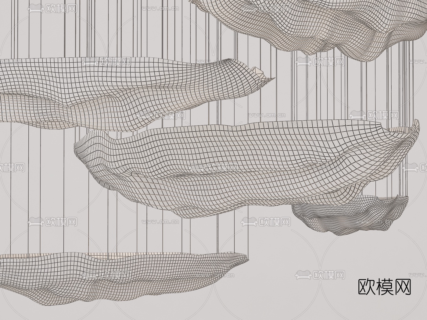 现代大型水晶创意装饰灯3d模型下载（渲染图2）
