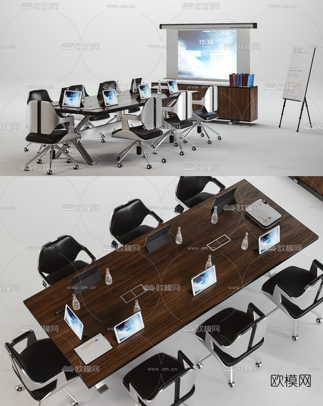 现代办公会议桌3d模型-免费3dmax模型库-欧模网