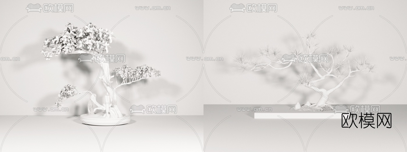 新中式松树盆栽摆件3D模型