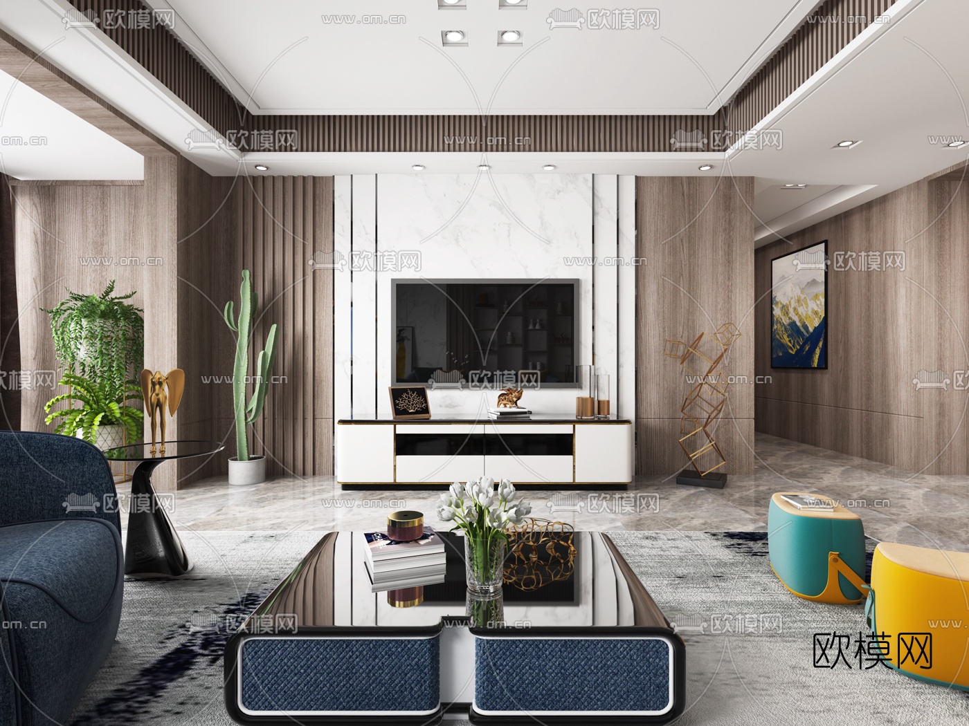 后现代客厅3d模型
