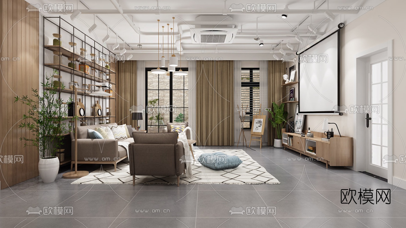 北欧客厅3d模型下载（渲染图3）