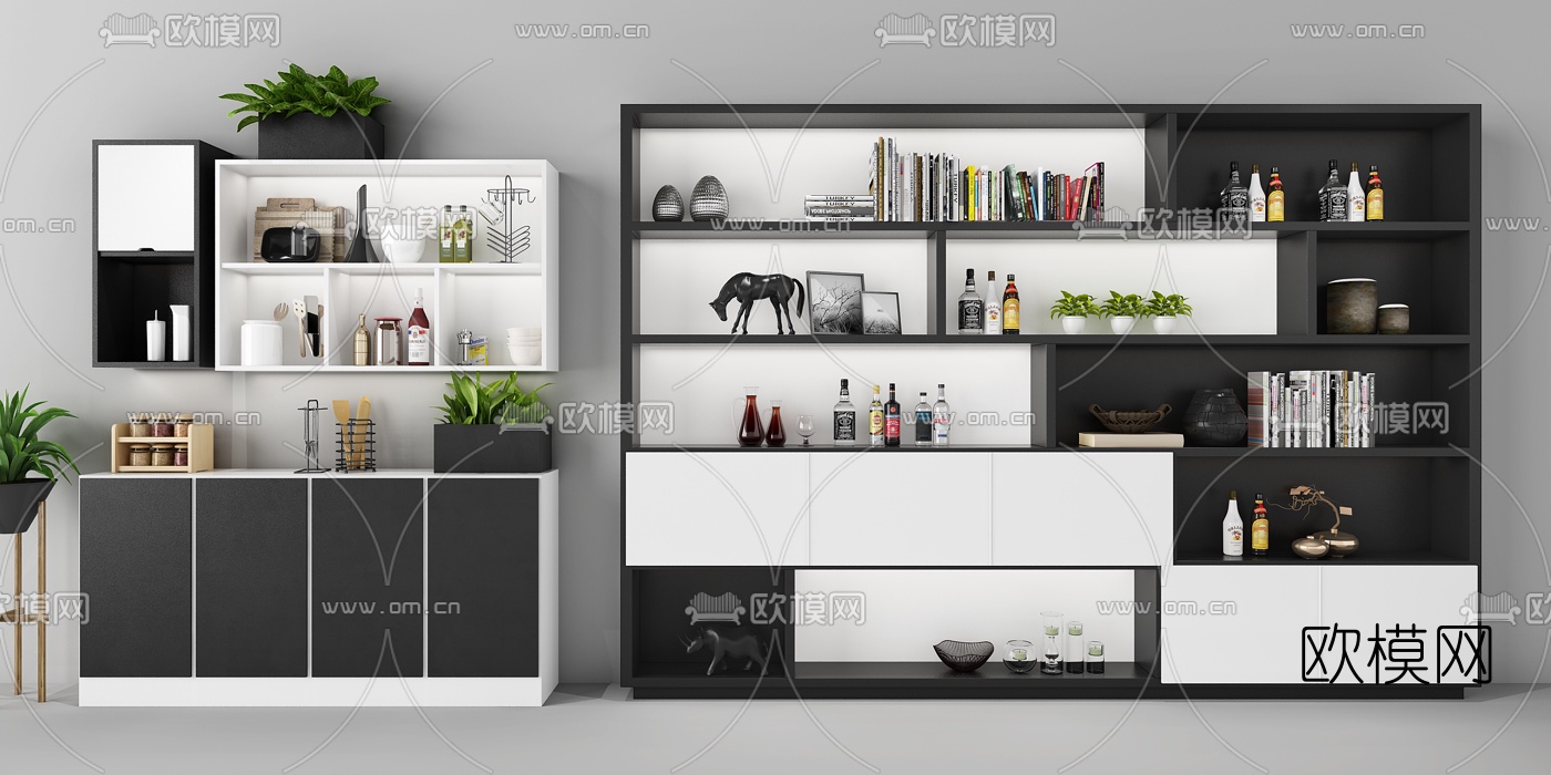 后现代装饰柜组合3d模型下载