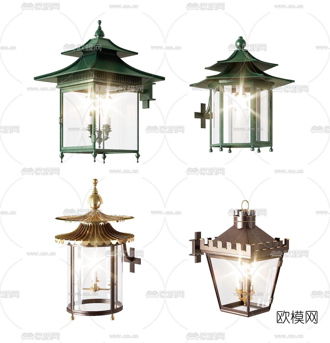 新古典壁灯组合3D模型下载