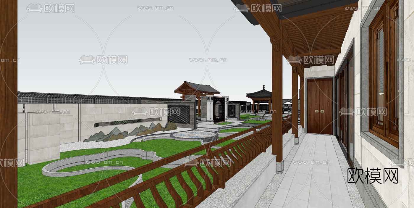 中式会所su模型下载（渲染图4）