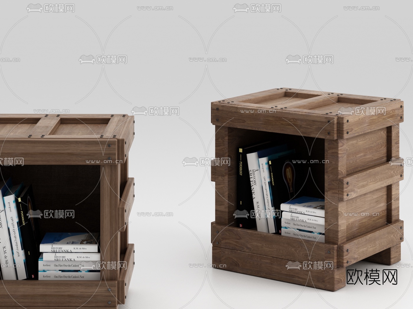 工业风实木书柜3d模型下载